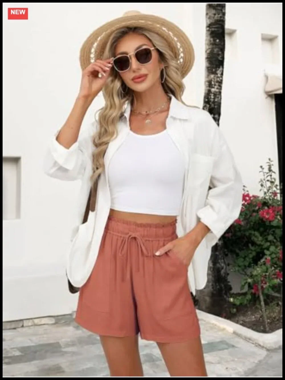 High Waisted Wide Leg Linen Blend Shorts with Pockets for Women Casual Summer